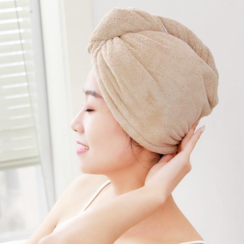 ( PACK OF 2 Towel ) Hair dryer Cap Towel , Microfiber Hair Towel Turban With Button