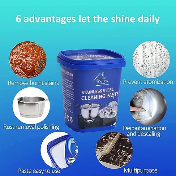 Powerful Stainless Steel Cookware Cleaning Paste Household Kitchen Cleaner Washing Pot Bottom Scale Strong Cream Detergent,Oven Cookware Cleaner