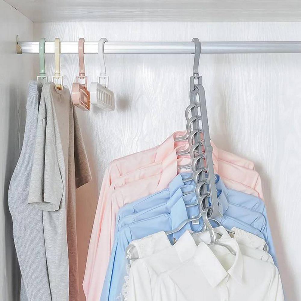 ✅Pack Of 6 Hangers ✅360 Rotating 9-Hole Magic Hanger - Multi-Function Space Saving Drying Clothes Storage Hanger