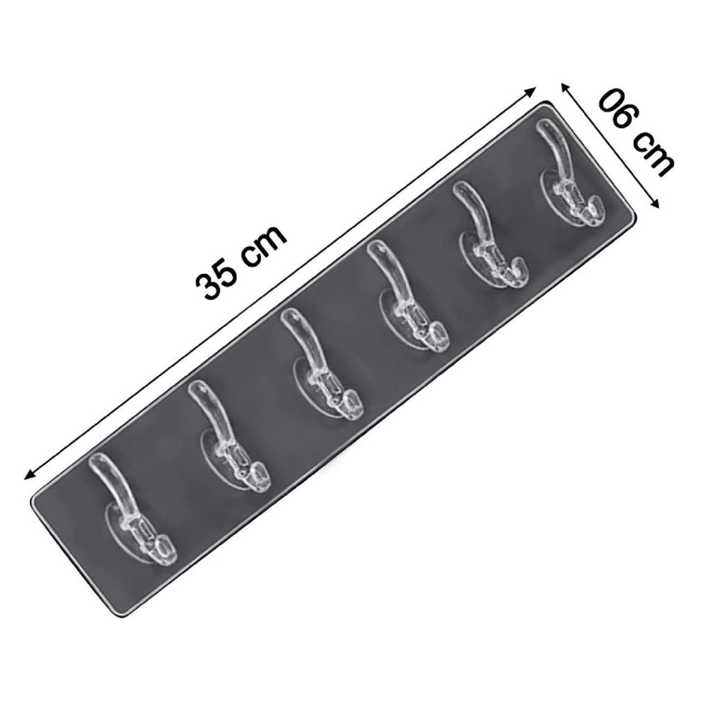 | PACK OF 3 | Transparent 6 Hooks Self-Adhesive Heavy-Duty Wall Clothes Hanger