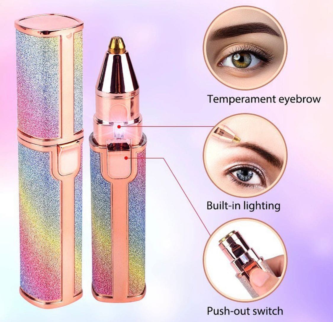 Glitter Eyebrow Trimmer, 2 In 1 Electric Eyebrow Trimmer, Makeup Painless Eyebrow Epilator, Body Shaver Razor, Portable Facial Body Hair Remover